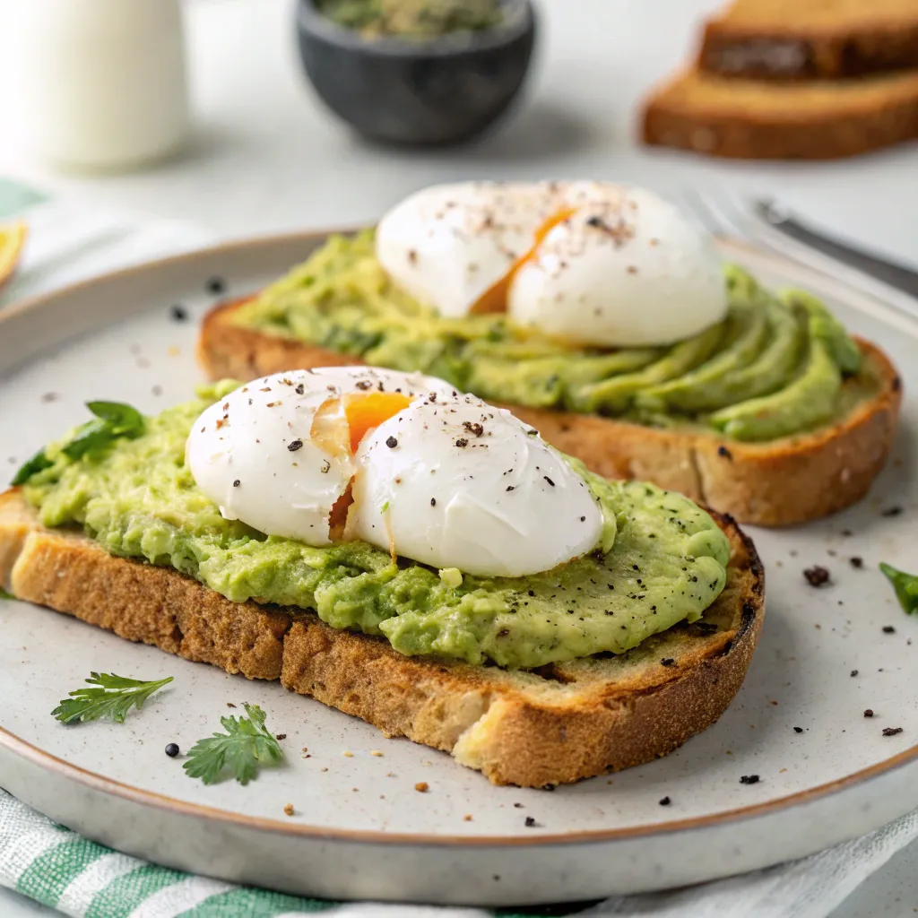 Avocado toast with poached eggs