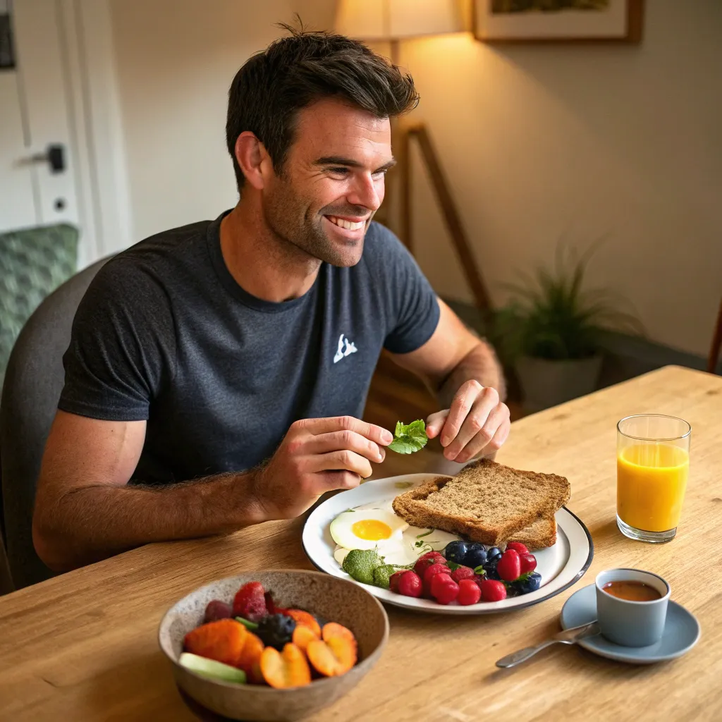 James Anderson enjoying a nutritious breakfast